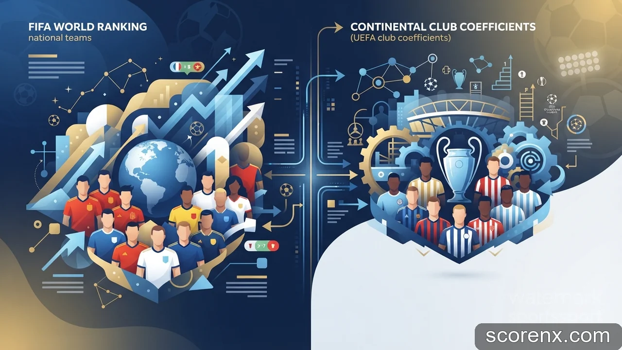 Minh họa: Phân biệt bảng xếp hạng FIFA và bảng xếp hạng cấp câu lạc bộ châu lục