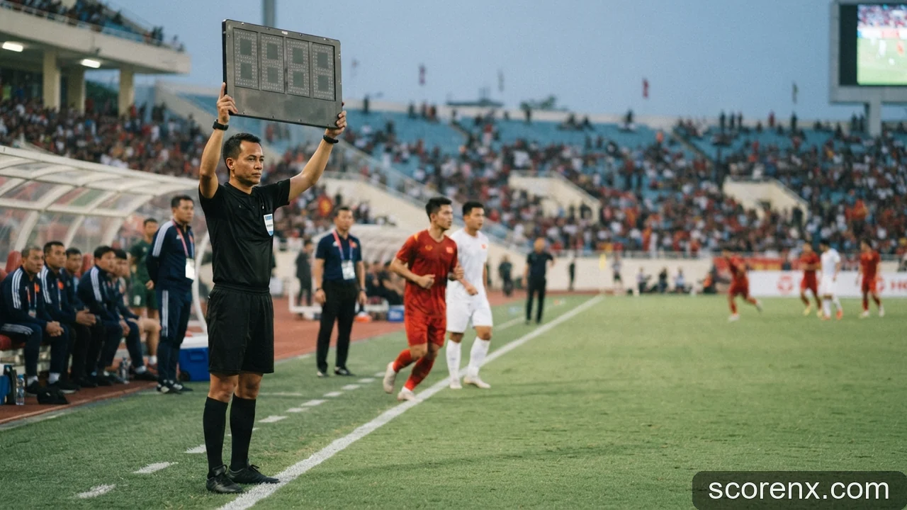 Minh họa: Quy định về thay người và thời gian nghỉ giữa hai hiệp trong luật bóng đá hiện hành